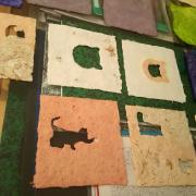 Papiers de Lin et Chanvre aux couleurs pastels et formes de chat