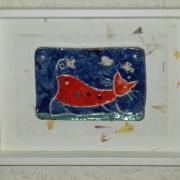 Tableau émaillé Chat rouge tacheté (accroché au mur)